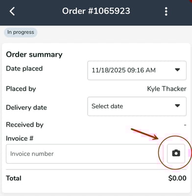 Mobile App - Camera Icon Invoice Upload