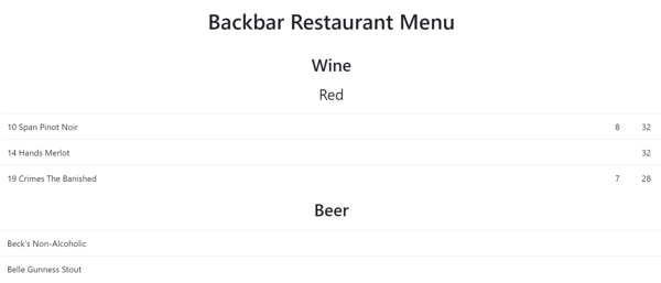 QR Code - Menu Display