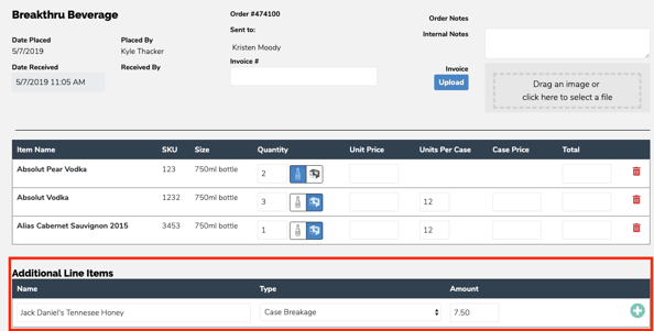 Additional Line Item Fees for Backbar Orders