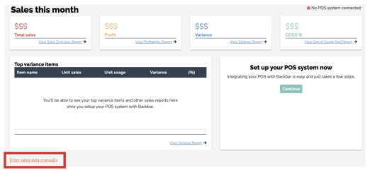 Enter sales data manually