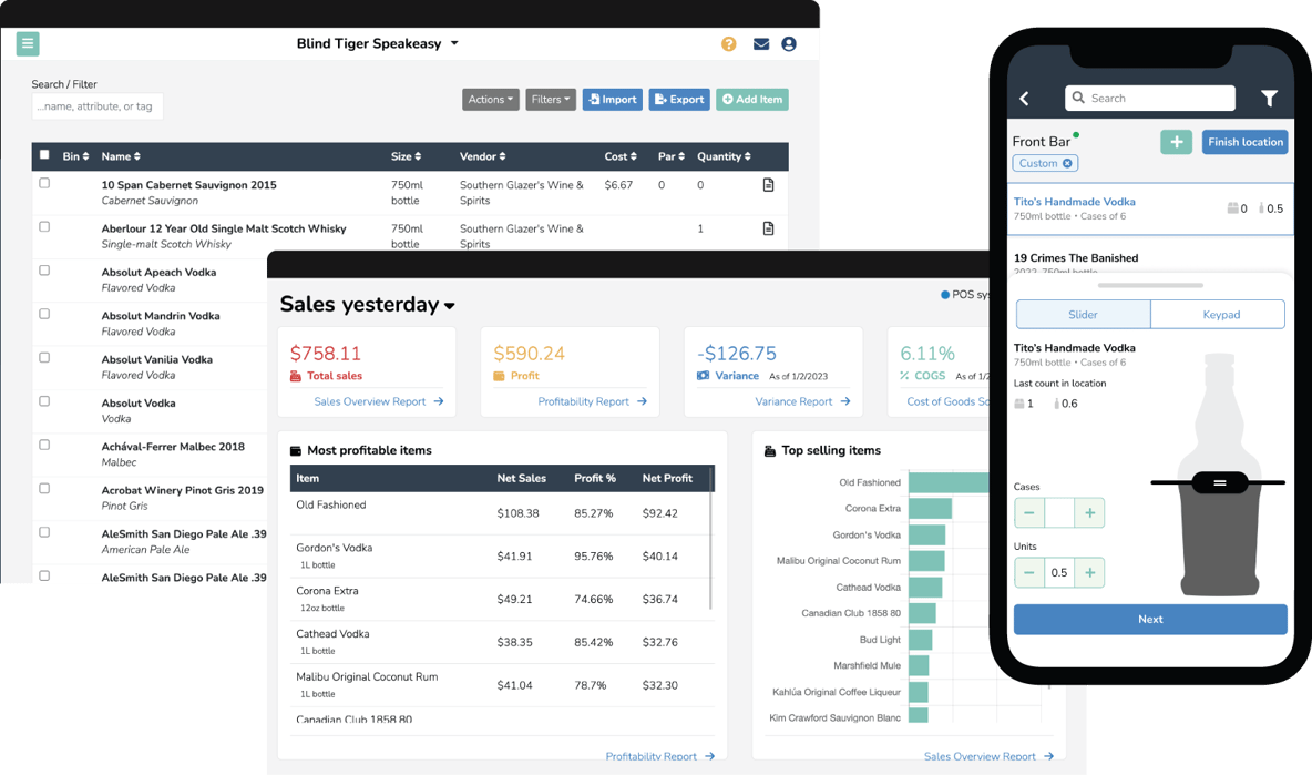 Shot Glance Bar Inventory System