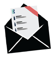 Illustration of envelope with a piece of paper coming out