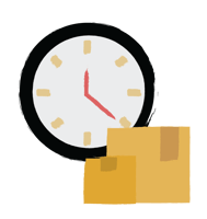 Illustration of a clock and delivery packages