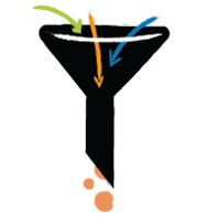 Illustration of a filter icon filtering a liquor bottle