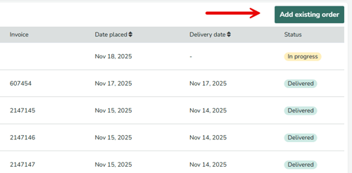 Web Order History - Add Existing Order Smaller