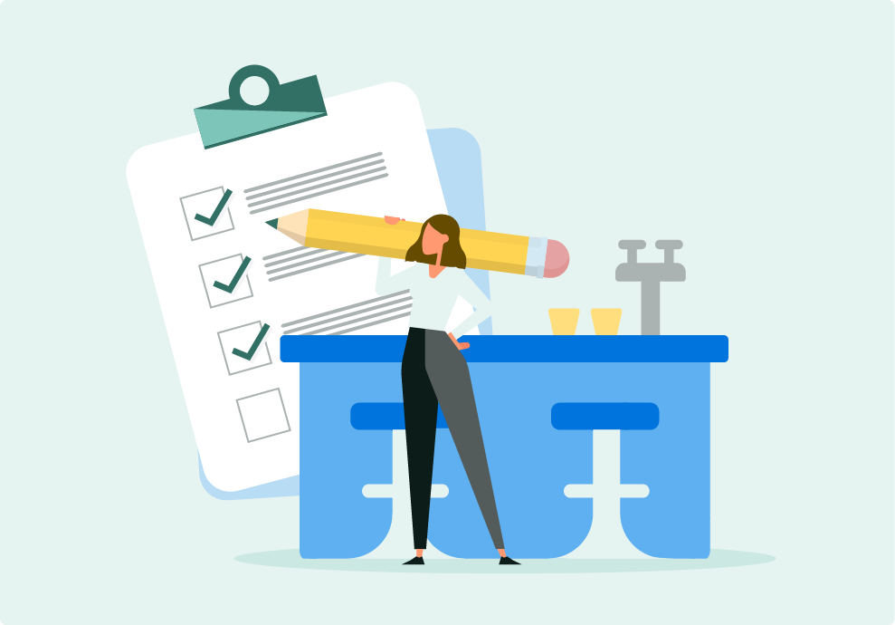 Illustration of a bartender checklist