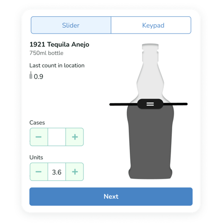 A graphic showing the slider for measuring quantity