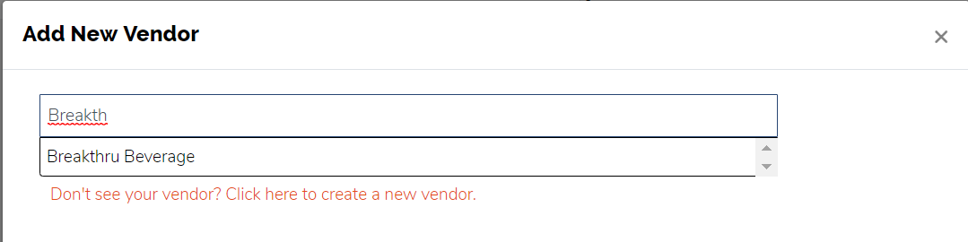 Manage Vendors - Search