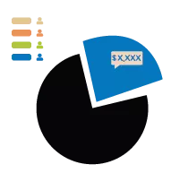 Illustration of pie chart with one quarter of chart segmented